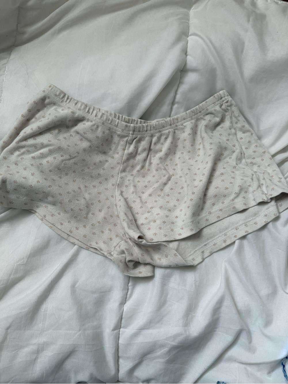 Brandy Melville Cream Sleep Shorts with Pink Dot Floral